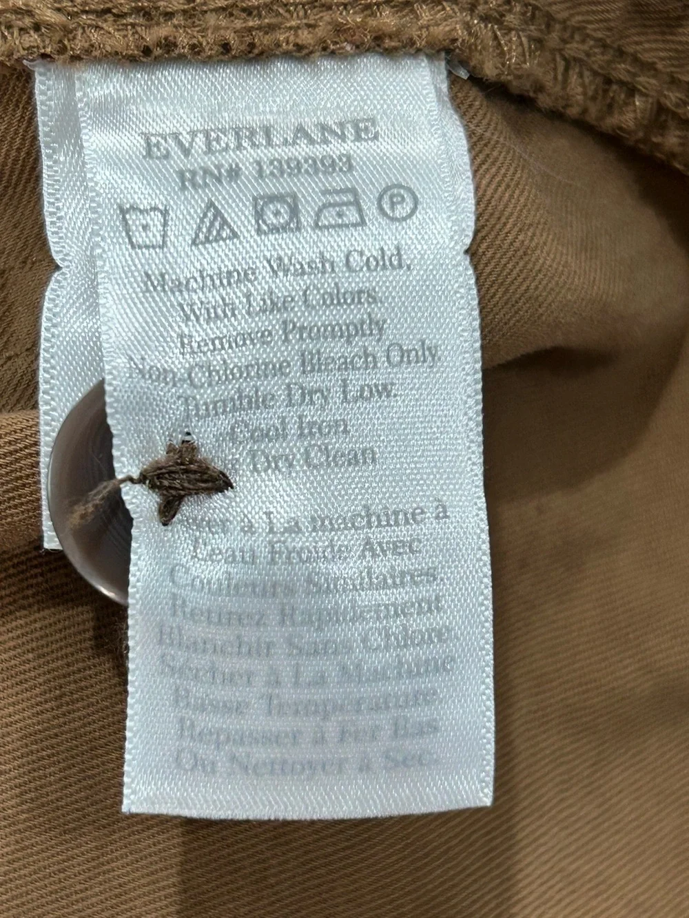 Everlane Fatigue Barrel Pant In Toasted Coconut Sz 00 Organic Cotton Linen Blend